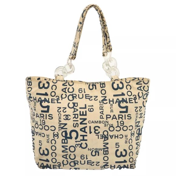 authenticity guaranteed CHANEL Tote Bag Canvas Beige CC - Picture 1 of 16
